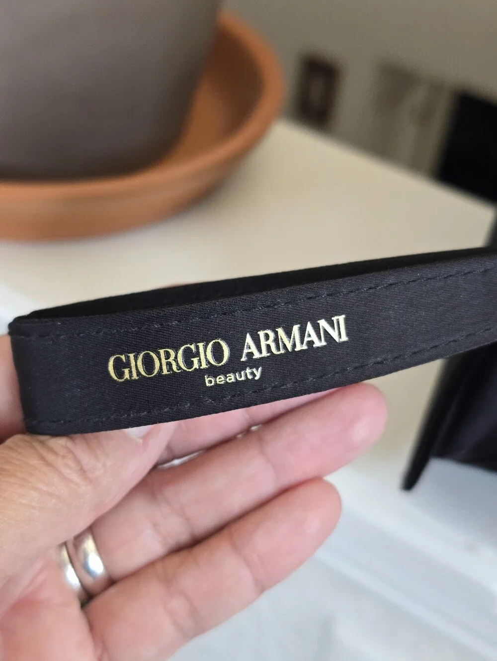 Giorgio Armani Beauty Black Toiletry Cosmetic Case Wristlet Pouch